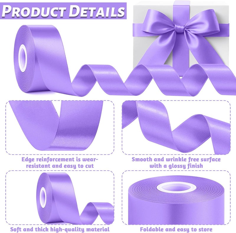 Fullive 1 1/2 Inch Violet Satin Ribbon, 30 Yards Ribbons for Crafts, Polyester Ribbon for Gift Wrapping for Birthday Graduate Valentines Day Decorations DIY Bows Wrapping Bouquet Floral Arrangements - Image 3